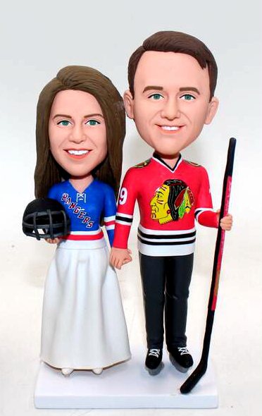 Custom cake topper hockey Blackhawks and NY Ranger